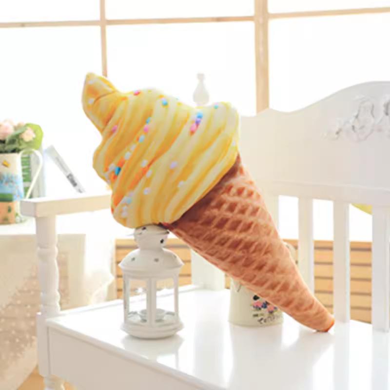 Realistic Ice Cream Cone Plush Pillow Fun Stuffed Toy Soft Kindergarten Dance Show Prop Play Decor Cute Whimsical Essential