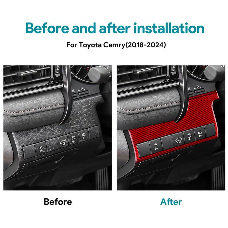 Real Soft Carbon Fiber For Toyota Camry 2018 2019 2020 2021 2022 2023 2024 LHD RHD Car Headlight Switch Button Panel Accessories.