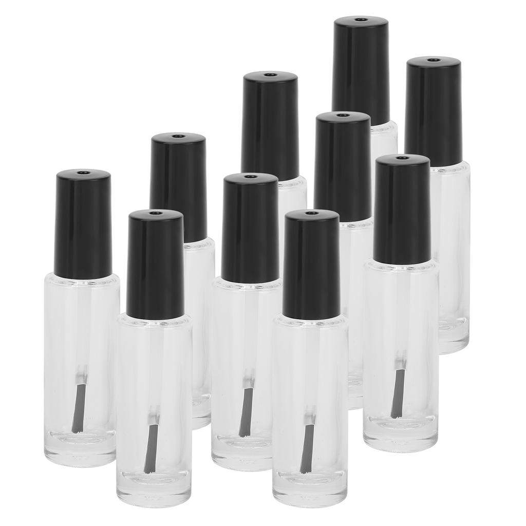10pcs 8ml Empty Nail Polish Glass Bottles Accessory with Brush Cap Mixing Balls Funnel