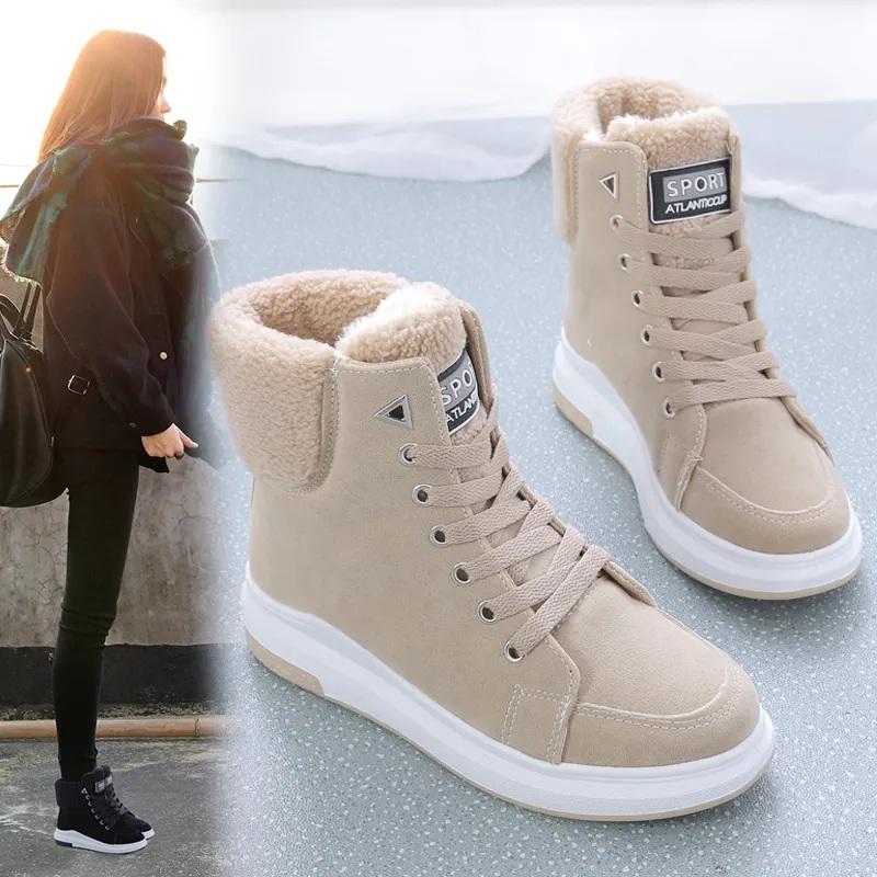 Winter Boots Female Velvet Warm Short Tube Female Boots Korean Version of The Casual Snow Boots Students with A Hundred Cotton Shoes
