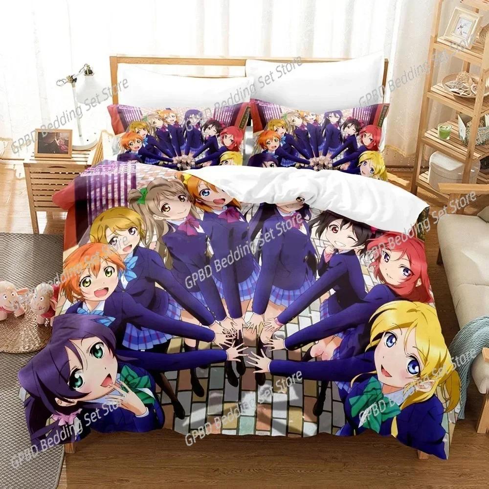 New 3D Printed Love Live 3D Duvet Cover Bedding Set Comforter Linen Pillowcases Home Decor Single Double Twin King Queen
