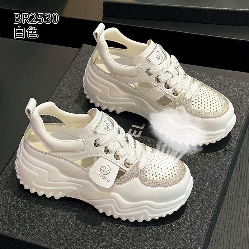 Thick-soled hollow sandals summer new small casual breathable dad sandals 34 белый