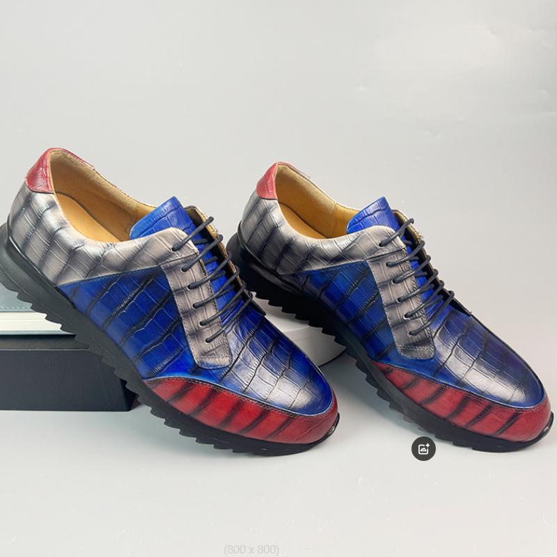 Fashion New Genuine Leather Casual Shoes for Men, British Patent Leather Lace-up, a Trendy Men's Leather Shoe Zapatos Sapat A26