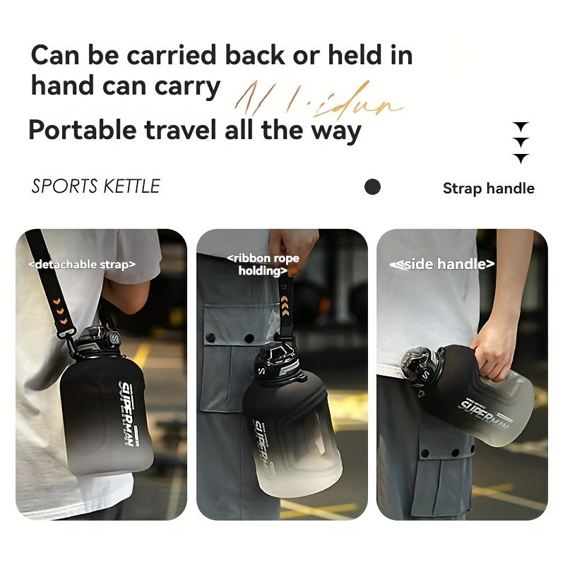 Water Bottle with Capacity Graduation, 2200ml/2600ml, with Handle and Tote, with Tea Compartment, Suitable for Fitness, Outdoor, Daily Use