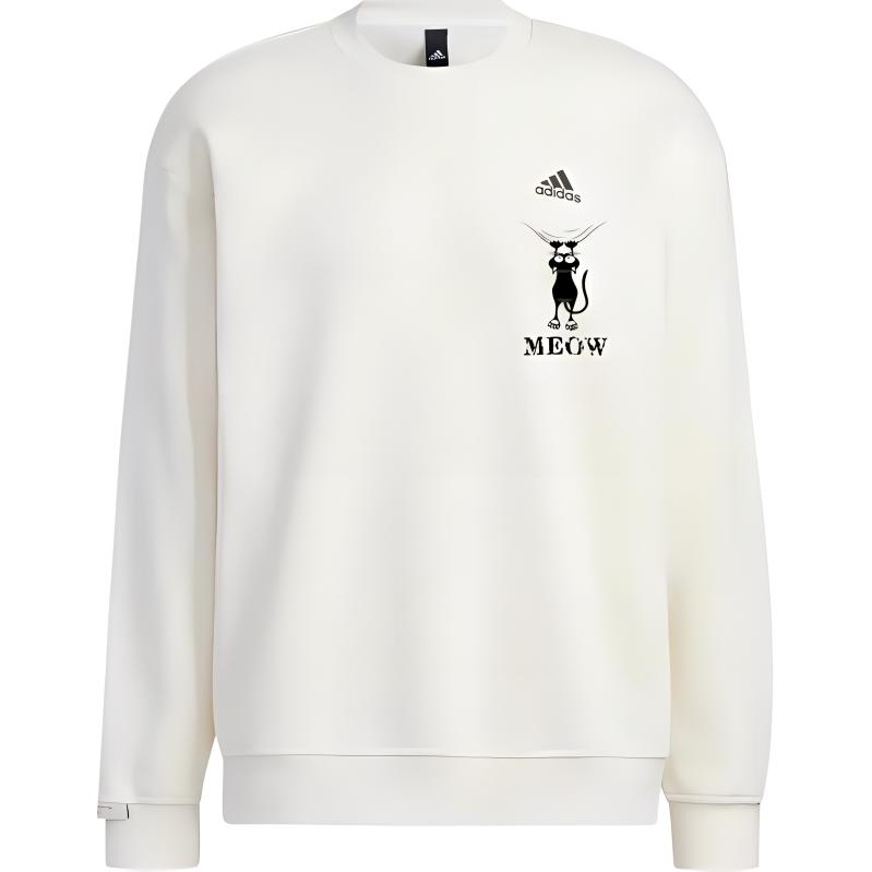 

Adidas Свитшот из флиса с милым рисунком «Climbing Cat» и логотипом, с круглым вырезом, унисекс, белый IB2713(TEAM378-ВЭЙИ-F2) XXXL