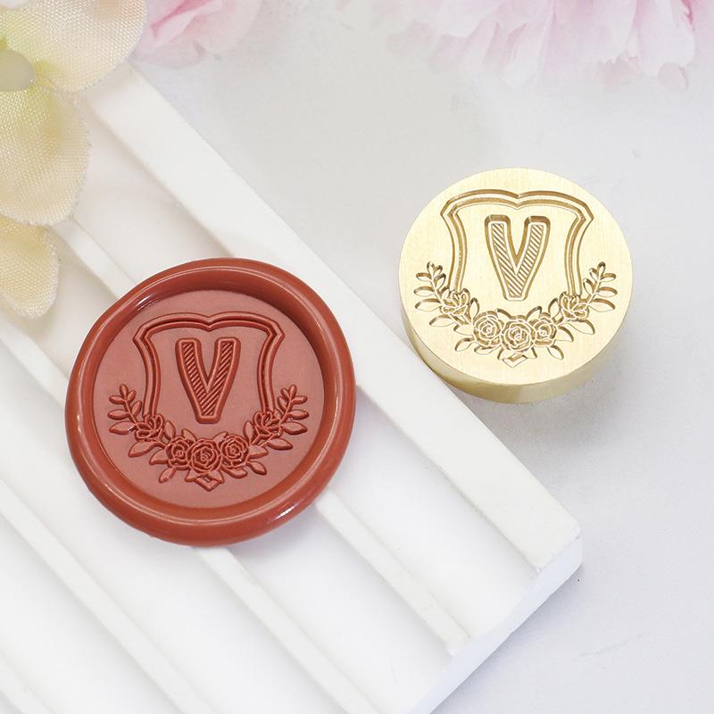 26 English Letters Datura Flower Pattern Wax Stamp Seal Envelope Sealin Greeting Card Gifts Wedding Invitation Decoration 20mm