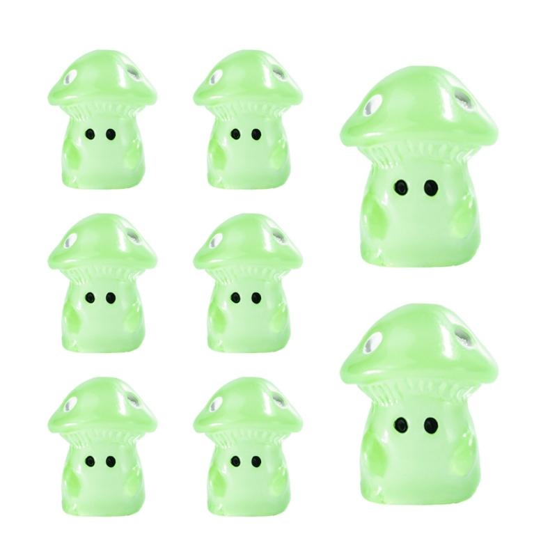 100Pcs Luminouses Resins Miniature Mushroom Glowing In Dark Miniature Mushroom DIY for Garden Decorations