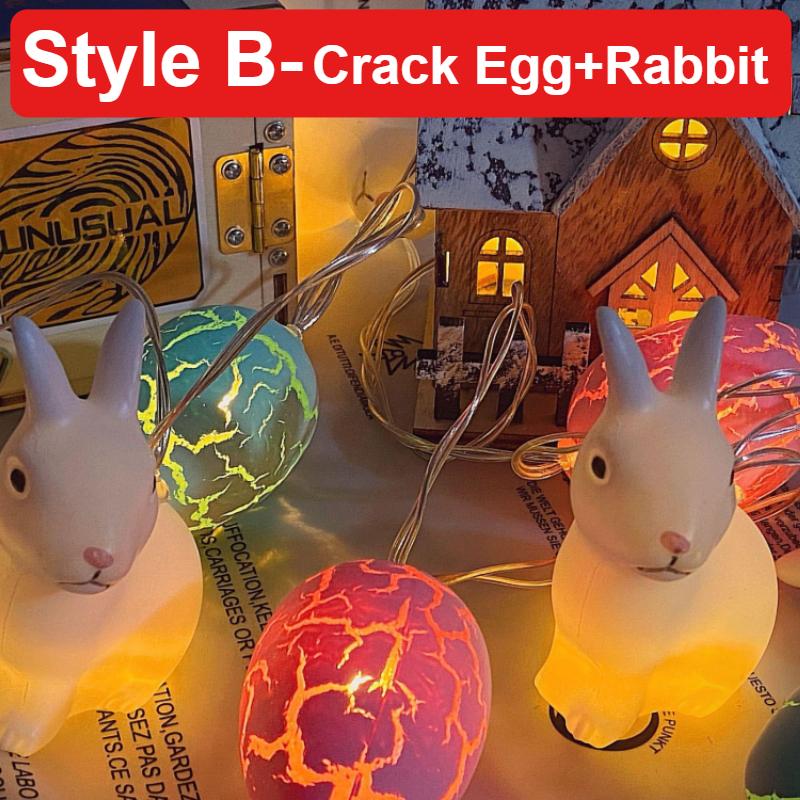 20LED New Crackle Colourful Eggs String Lights Easter Party Decoration Hanging Bedroom Ambience Sense Chandelier Decoration No Battery