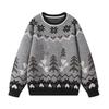 Roter Jacquard-Weihnachtspullover für Damen: Neujahr Retro Locker gestrickter Pullover