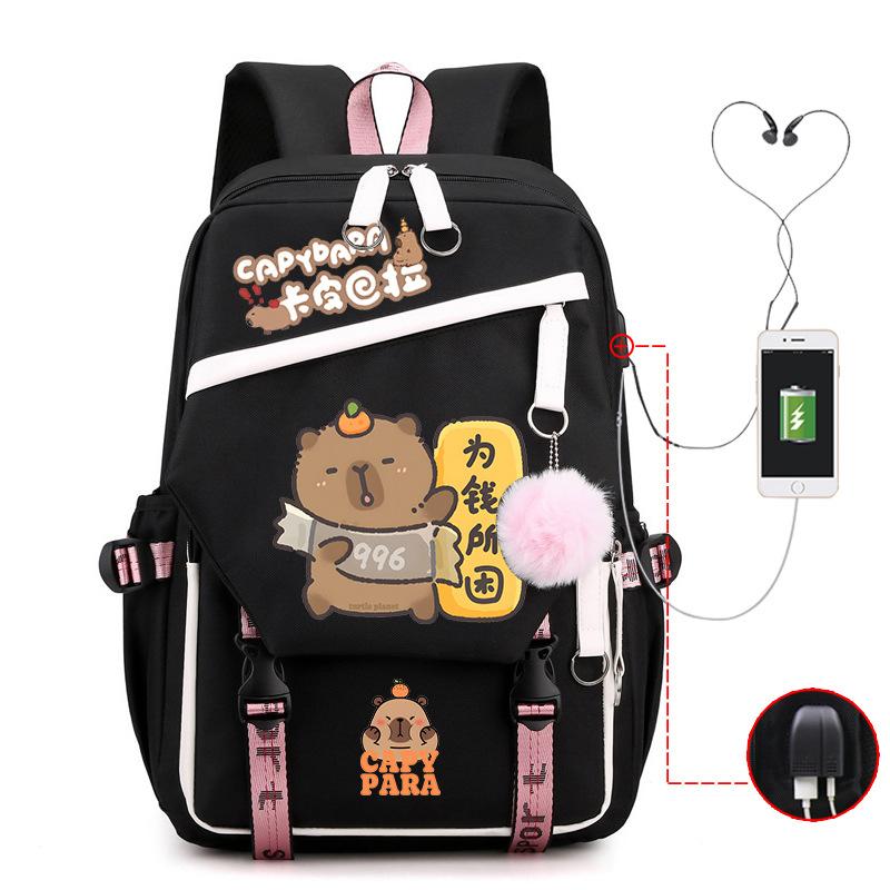 Kapibara fun peripheral printing new schoolbag cute cartoon primary and secondary school students spine backpack