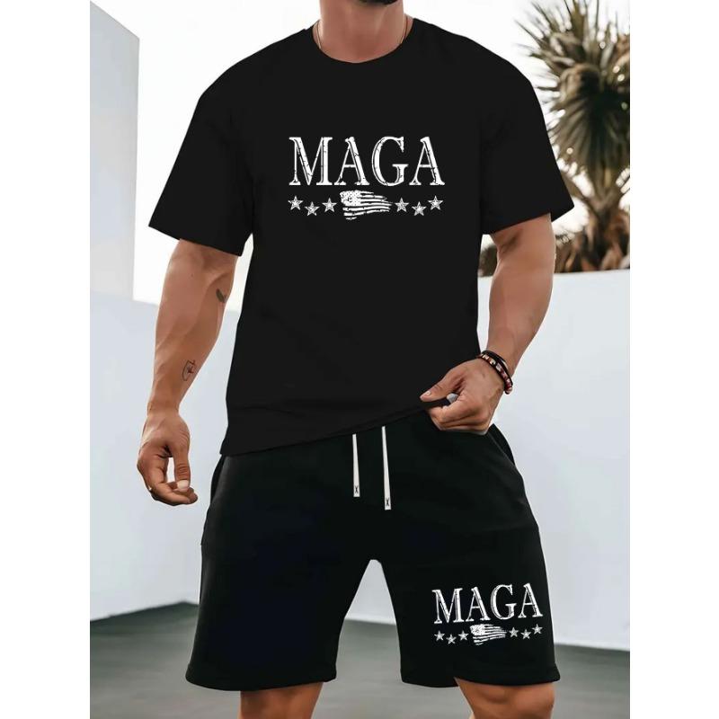 

2026 Summer New Men S Sports Casual Outfit, Featuring a Round-Neck Short-Sleeve T-Shirt And Elastic Waist Shorts in a Two-Piece Set M