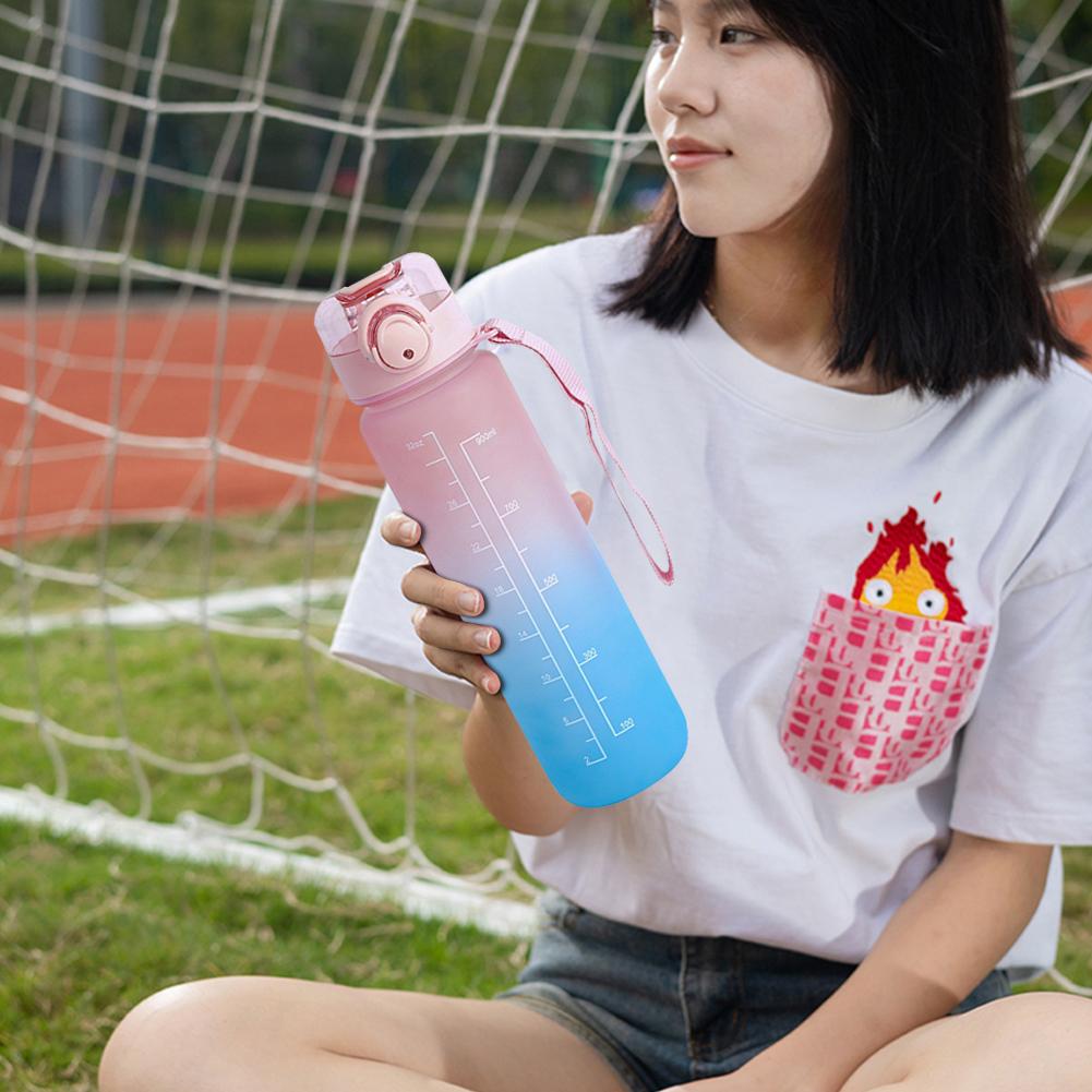 בקבוק מים 1 ליטר עם שיפוע קש בקבוק מי שתייה עמיד בפני דליפות