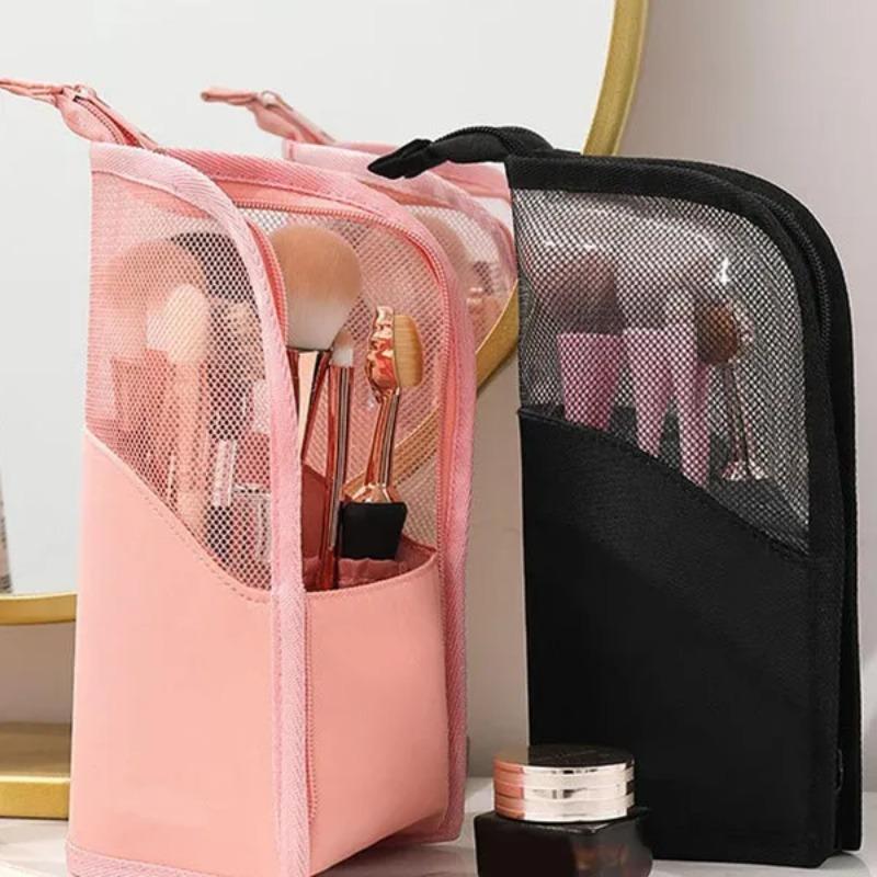 1 Pc Portable Stand  Empty Cosmetic Bag Travel Toiletry Bag Zipper Makeup Brush Organizer Bag(Only Empty Bags Not Including Others)