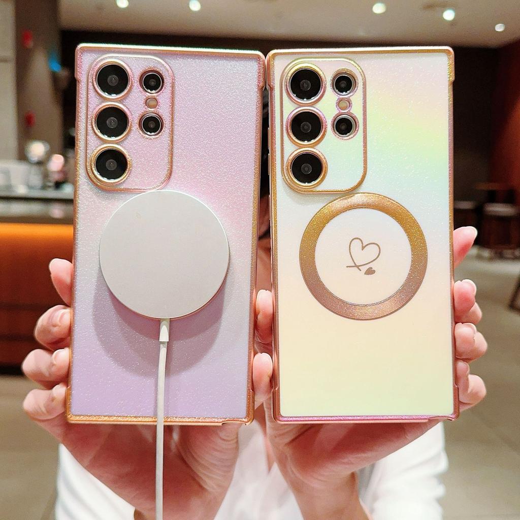 Samsung S25edge Silk Colorful Mobile Phone Case Magnetically Absorbed S24Ultra Side Electroplated Love Shell