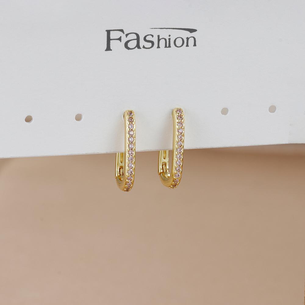Fashion Stainless Steel Cubic Zircon Heart Dangle Earrings for Women Geometric Circle U-shaped Earrings Ear Piercing Jewelry