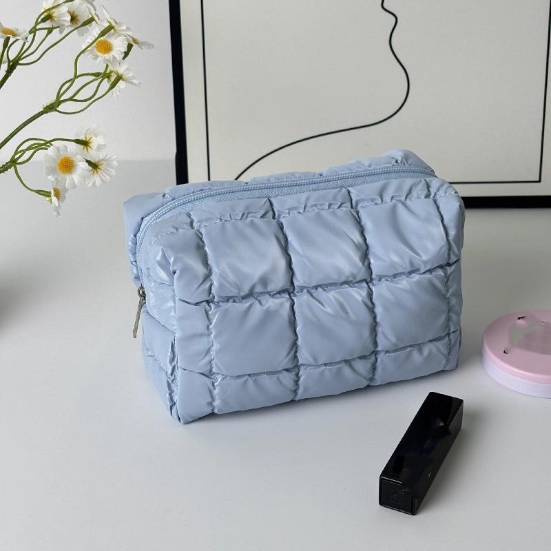 Lightweight Puffer Travel Makeup Bag with Quilted Design for Women