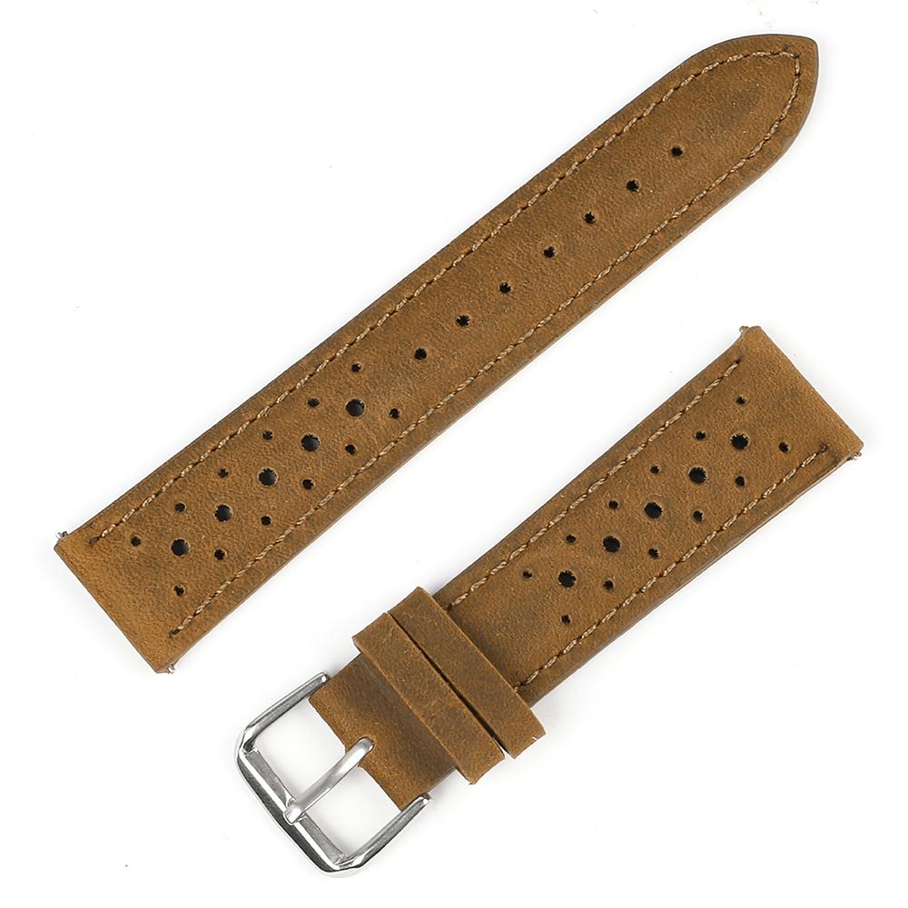 Vintage Breathable Porous Strap 18mm 19mm 20mm 21mm Genuine Leather Watchband Quick Release Replacement Belt Wrist Band for Men
