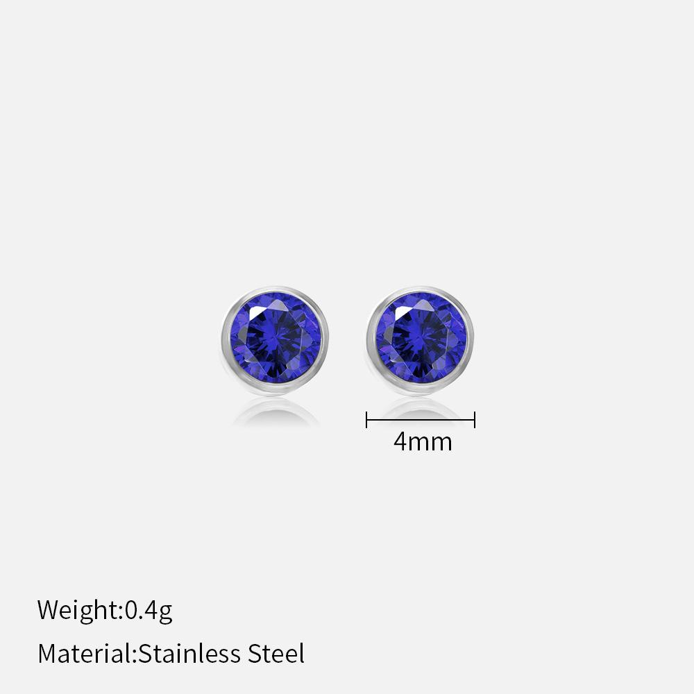 Simple Crystal Stud Earrings Fashion Women December Birthstone Colorful Diamond Earrings for Girls Gift