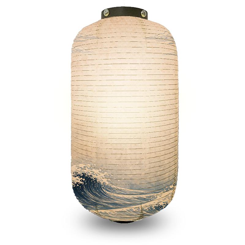 Japanese Style Ukiyo-e Traditional Sea Wave Printed Lantern Hanging Cloth Lantern Izakaya Restaurant Cuisine Wedding Party Decor