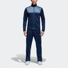 Adidas Tracksuit Color Block Stand Collar Zip Up Jacket And Straight Leg Pants Casual Sports Set Men Tracksuits Dark-Blue CD6603