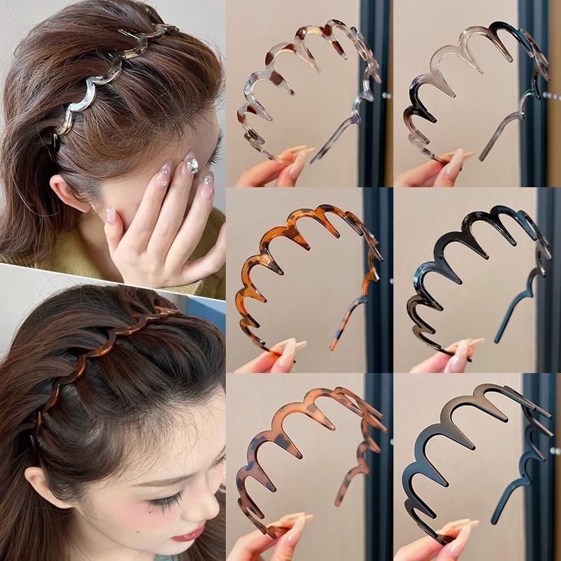 Women's 2025 Spring/Summer High Skull Wavy Headband with Teeth for Face Washing