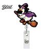 Witch ID Holder Retractable Badge Holder Halloween Glitter Acrylic Reel Cute Ghost Decorative Reel Pumpkin Card for Nurse Doctor Teacher Worker