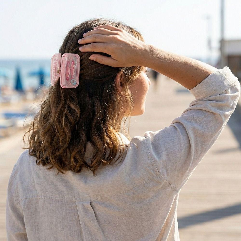 Sardine Can Small Fish Hair Clip Hairpin Square Fish Grab Clip Ocean Animal Hair Claw  Streetwear