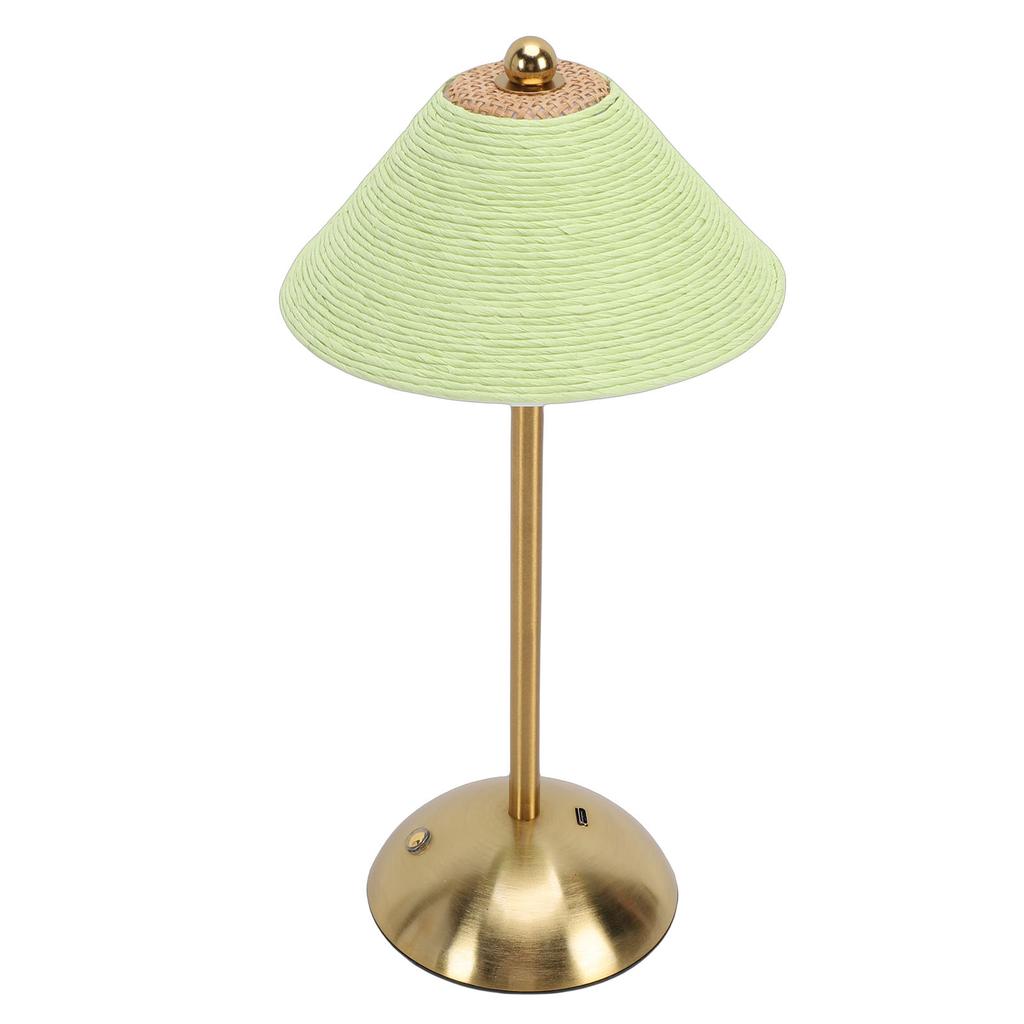 Table Lamp 3 Colors Cordless Handwoven Paper Rope Lampshade Bedside Table Lamp for Bedroom