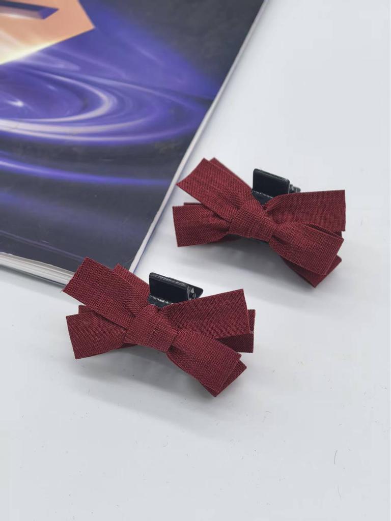 Red Plaid Bow Hair Clip - Women's Daily Hair Accessory