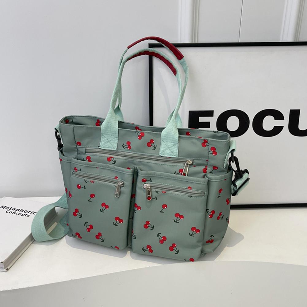 Женская сумка-тоут через плечо с вишней, модная нейлоновая сумка-тоут, большая вместимость, повседневная сумка-мессенджер, простая сумка-мессенджер, эстетичная сумка-тоут, ручная сумка зелёный