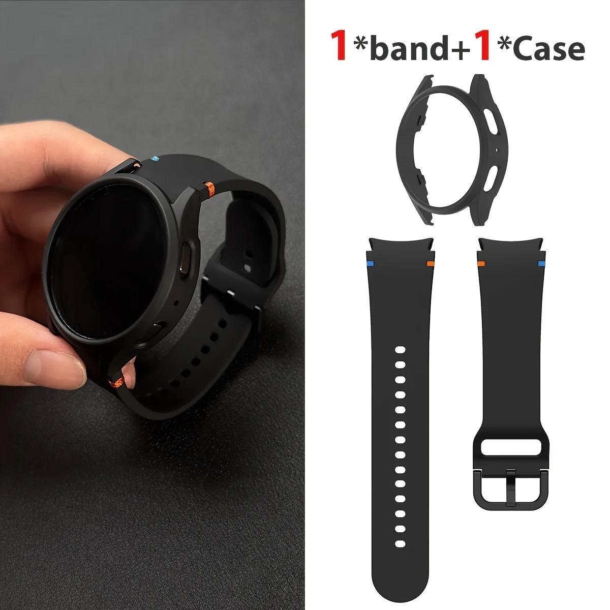 

1 полоса/2 шт.(Набор: ремешок и корпус) для Samsung Watch FE/7/6/5/4/5 Pro Стиль плоского стежка Подходит для циферблатов 40/44/45 мм Защита от падений Подарочная коробка Galaxy Watch5 40mm