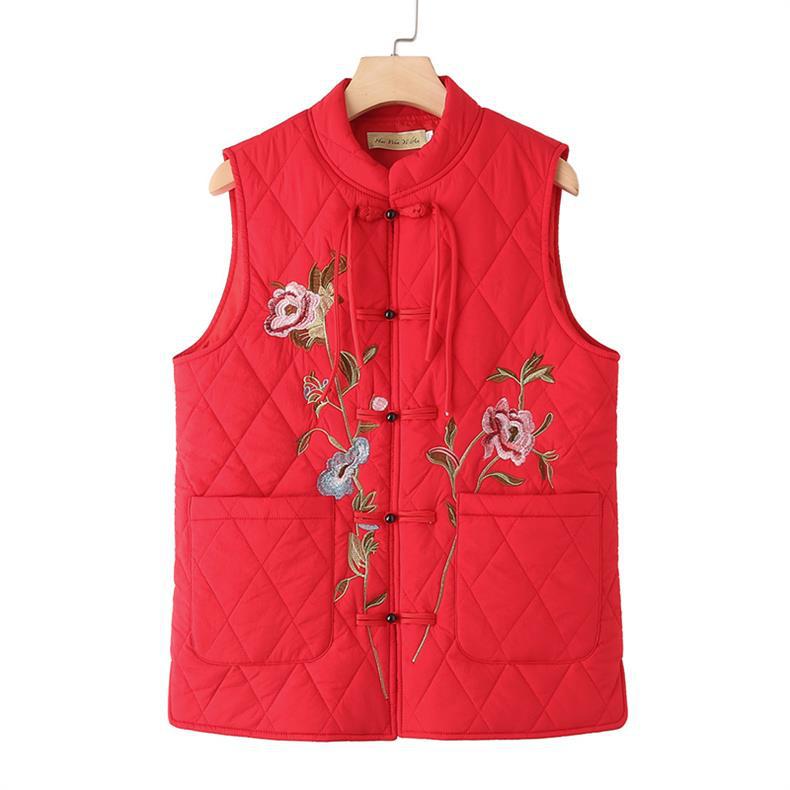 Women's Plus Size Thickened Down Cotton Vest for Autumn/Winter - Sleeveless Jacket for Middle-Aged and Elderly