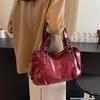 Yogodlns Classic Retro Casual Solid-Color Tote Bag Large-Capacity PU Shoulder Bag Soft Leather Fashionable Versatile Commuter Handbag