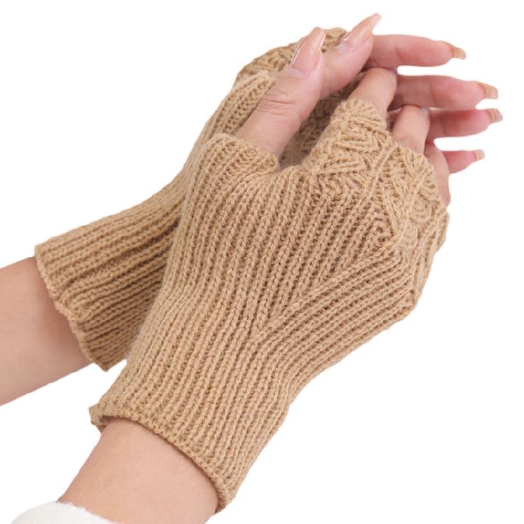 Winter Hand Gloves Soft Warm Gloves Stretchy Fingerless Mittens With Thumb Hole