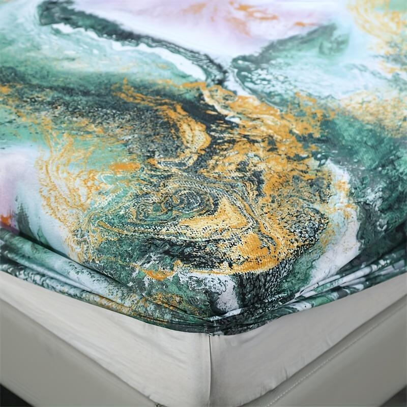 100% Polyester Mikrofiber Marmormönstrat Lakan- & Örngottset - Andningsbart, Året-runt, Vävt Överkast med 2 Örngott