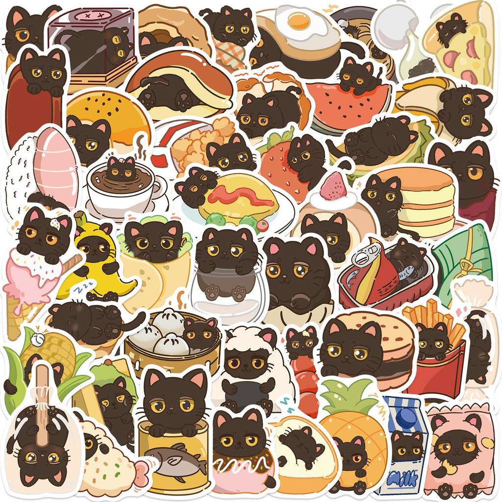 Niedliche Katze Cartoon Graffiti Aufkleber: Wasserdichte DIY Dekorationen für Notizbücher & Koffer