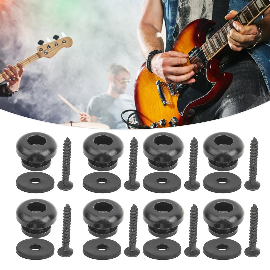5-delat Gitarrbandslås Ändstift för Bas Ukulele Musikinstrument Periferiutrustning Svart