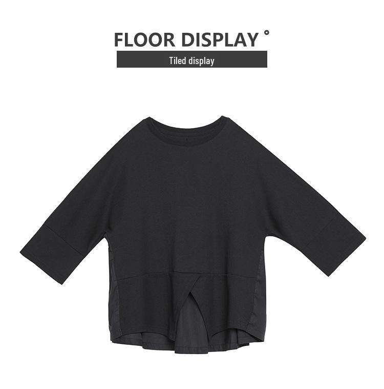 Women's Dark Ins European & American Patchwork Babydoll T-Shirt - Short Sleeve, Loose Fit, Trendy Casual Summer Top