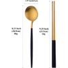 Reusable Chopstick and Spoon Set,Stainless Steel Korean Spoons Chopsticks,Metal Chopsticks Spoons Set of 3 Dinnerware For Home or Restaurant,Black