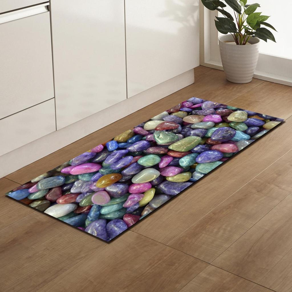 Colored Stone Bathroom Absorbent Non-Slip Floor Mat Kitchen Strip Bedroom Door Mat Living Room Carpet