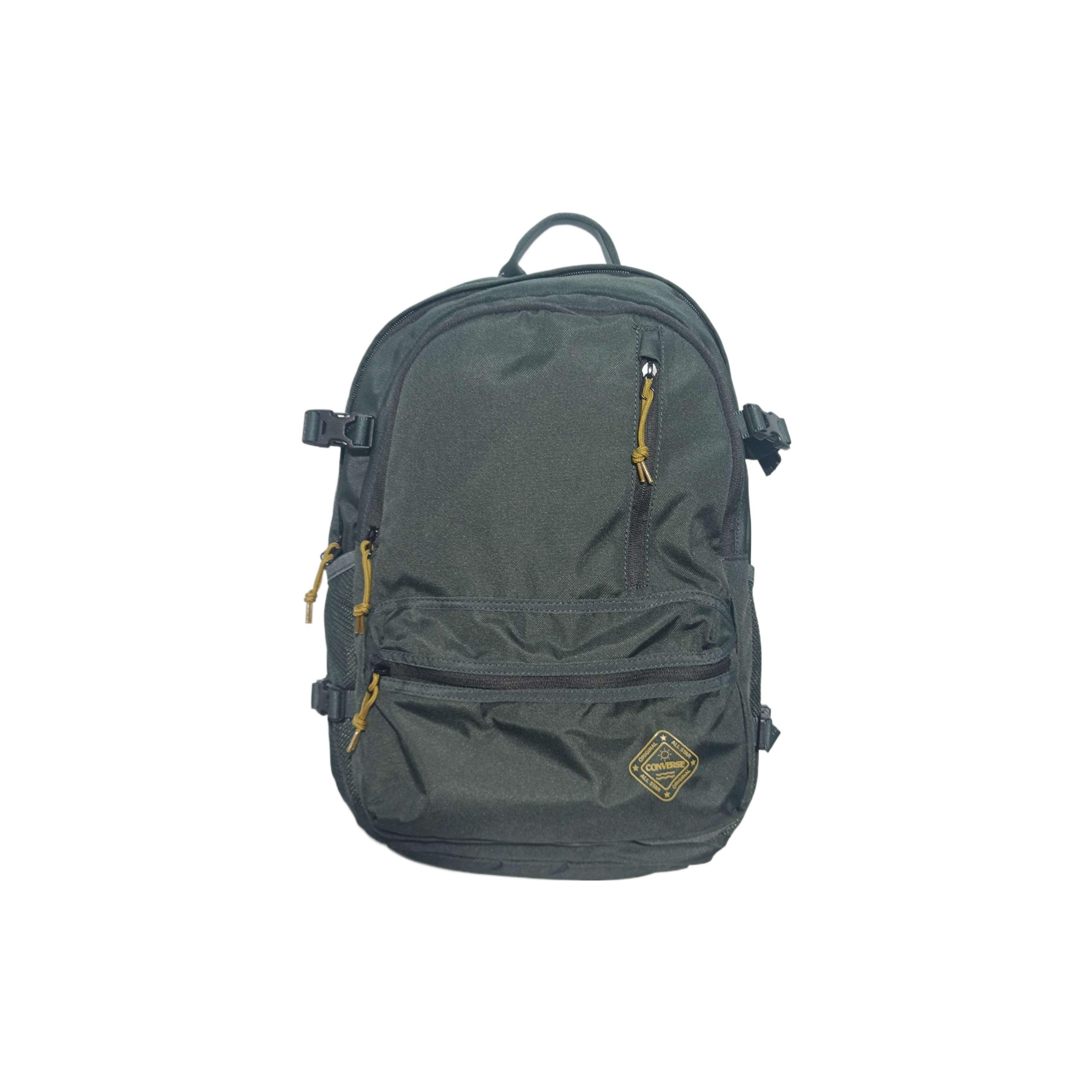 Converse Logo Print Casual Sports Zipper Backpack Unisex Backpack Dark-Green 10026114-A01 Jasper