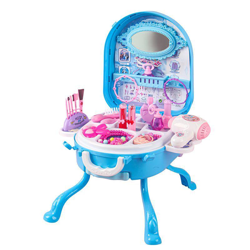Frozen Princess Role Play Jewelry Set & Dressing Table Suitcase - Perfect Birthday Gift for Kids