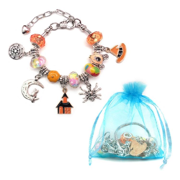 Horror Charm Bracelet DIY Halloween Link Chain Pumpkin Black Cat Bracelets