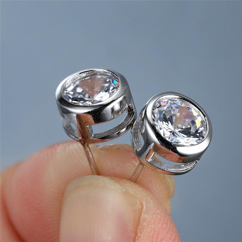 925 Sterling Silver Stud Earrings Women's Wedding Jewelry Engagement Earrings 6/7/8mm Round Stones