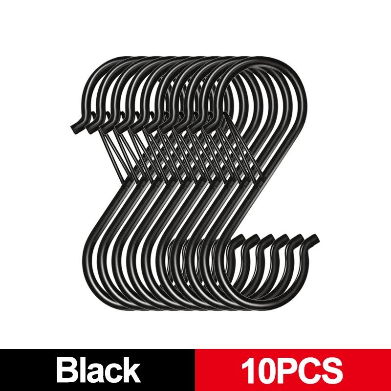 S-shaped Hook Kitchen Storage Rack Pot Rack Garden Hanging Buckle Bag Clothes Towel Closet Pole Hook S-shaped 2-10pcs