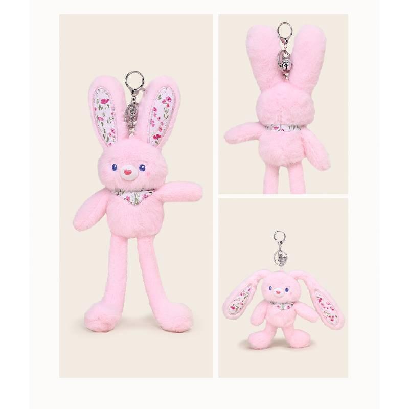 Floral Printed Bunny Plush Keychain Toy Pendant Cartoon Stuffed Doll Kids Gift