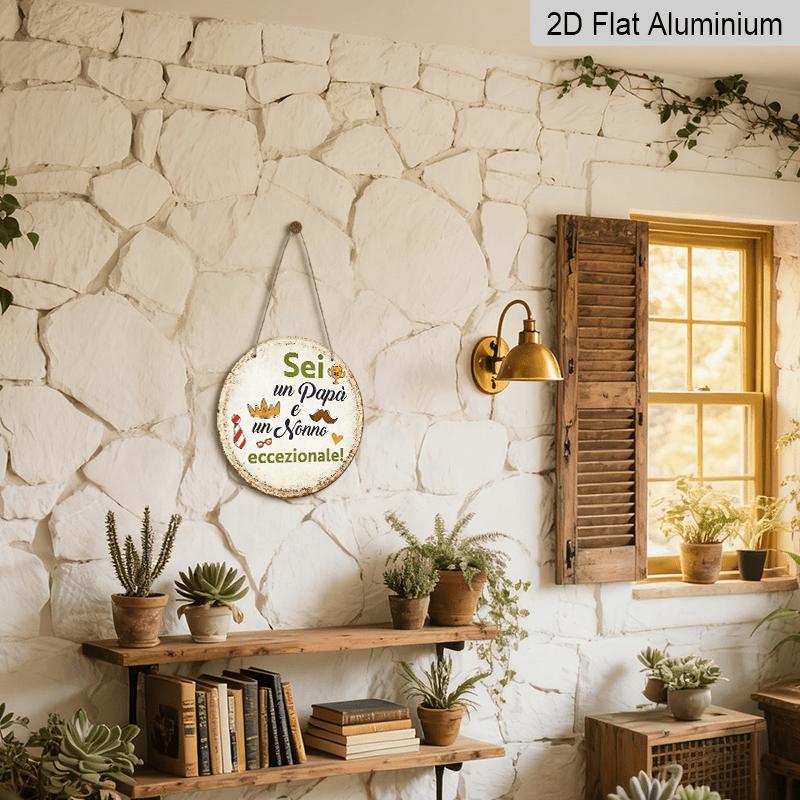 2D Flat, 1pc 7.87inchs Vintage Aluminum Sign, Italian Humorous Quotes for Dads And Grandpas, Decorative Plaque Suitable for Bedroom, Living Room