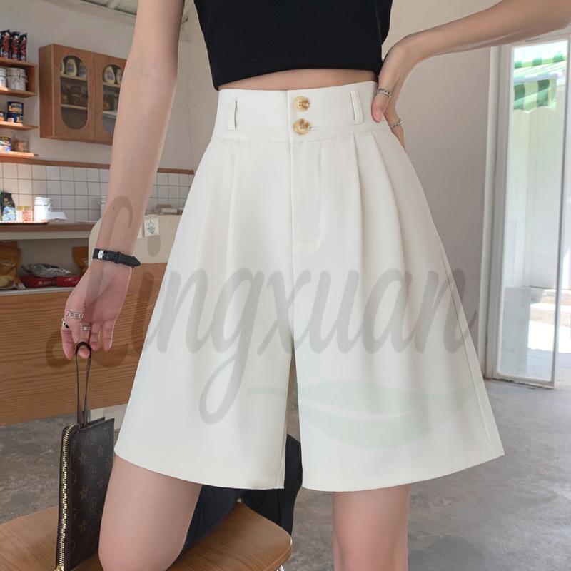 

Women s Summer Black High-Waist A-Line Wide-Leg Shorts Large брудно-білий