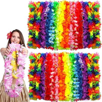 Bunte hawaiianische Girlande Tropische Blumen Hawaiianische Dekoration Geeignet für Sommer Strand Pool Dekoration Geschenkartikel