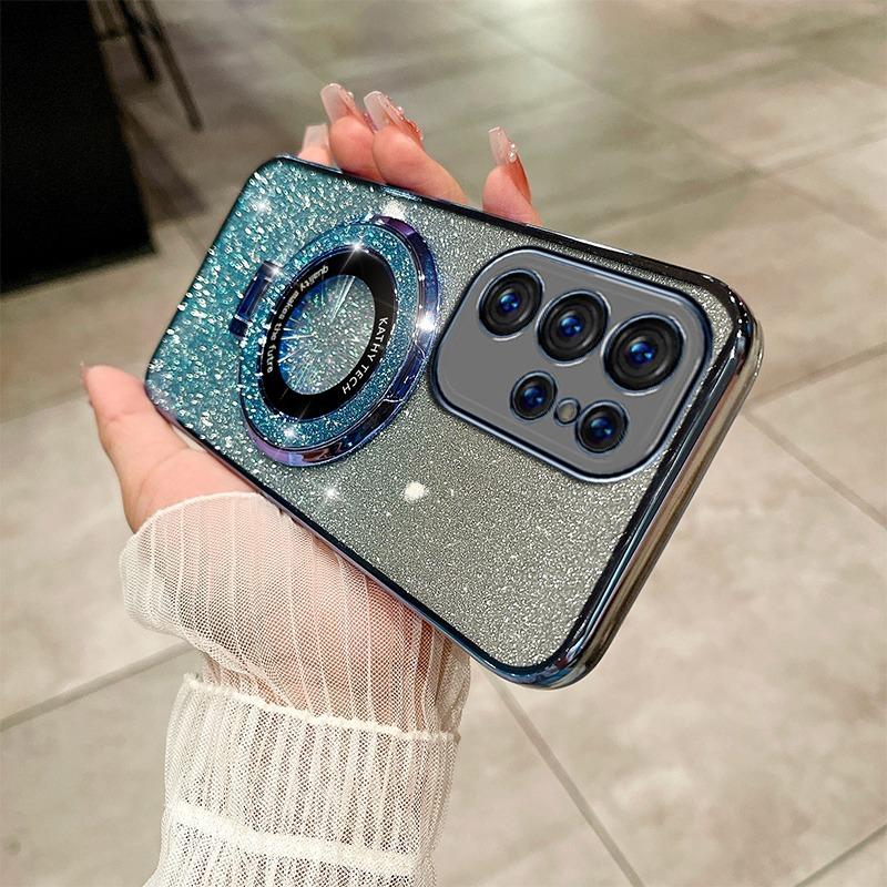 Luxury With Bracket Glitter Case For Samsung Galaxy S25 S24 S21 S22 S23 FE Ultra case For A36 A16 A56 A26 A15 Case Holder Cover